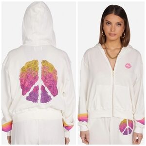 NWT Lauren Moshi Lachelle Peace Roses hoodie